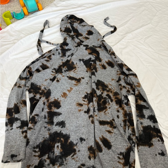 White Birch Gray and Black Tie-Dye Hoodie - Picture 3 of 3